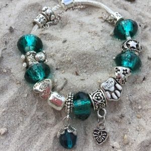 Silver Plated Murano Glass Chain Bracelet